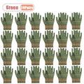 12-48Pairs Durable Gloves Breathable Lightweight Soft Abrasion Resistant for Labor Work Men Women Flexible Grip Home Vue Green-24Pairs