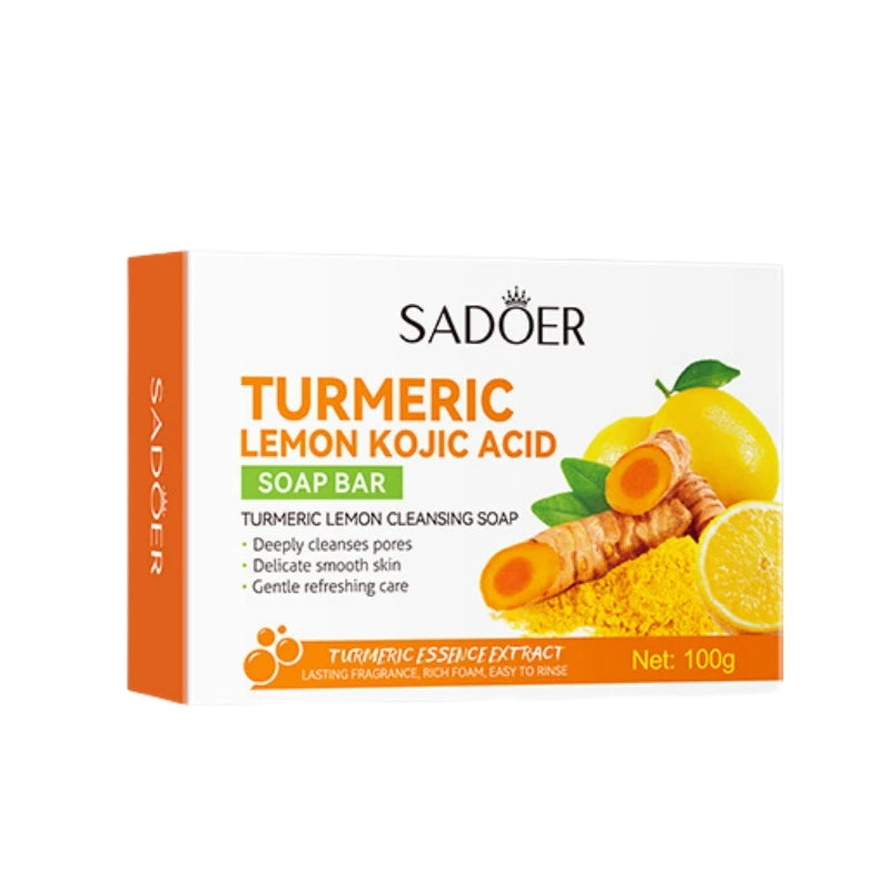 100g Turmeric Lemon Cleansing Soap, Containing Turmeric, Lemon Extract, and Other Skin-Friendly Ingredients Like Quercetin, Gently Cleanses the Skin of Dirt and Oil. Improve Rough Skin, Making It Clean, Smooth, White, and Bea Vue LEMON 100g