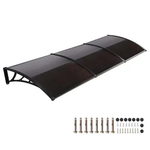 APWIKOGER 118" Porch Awning PC Canopy | UV, Rain & Snow Cover Porch Door Awning Vue Brownish Transparent United States
