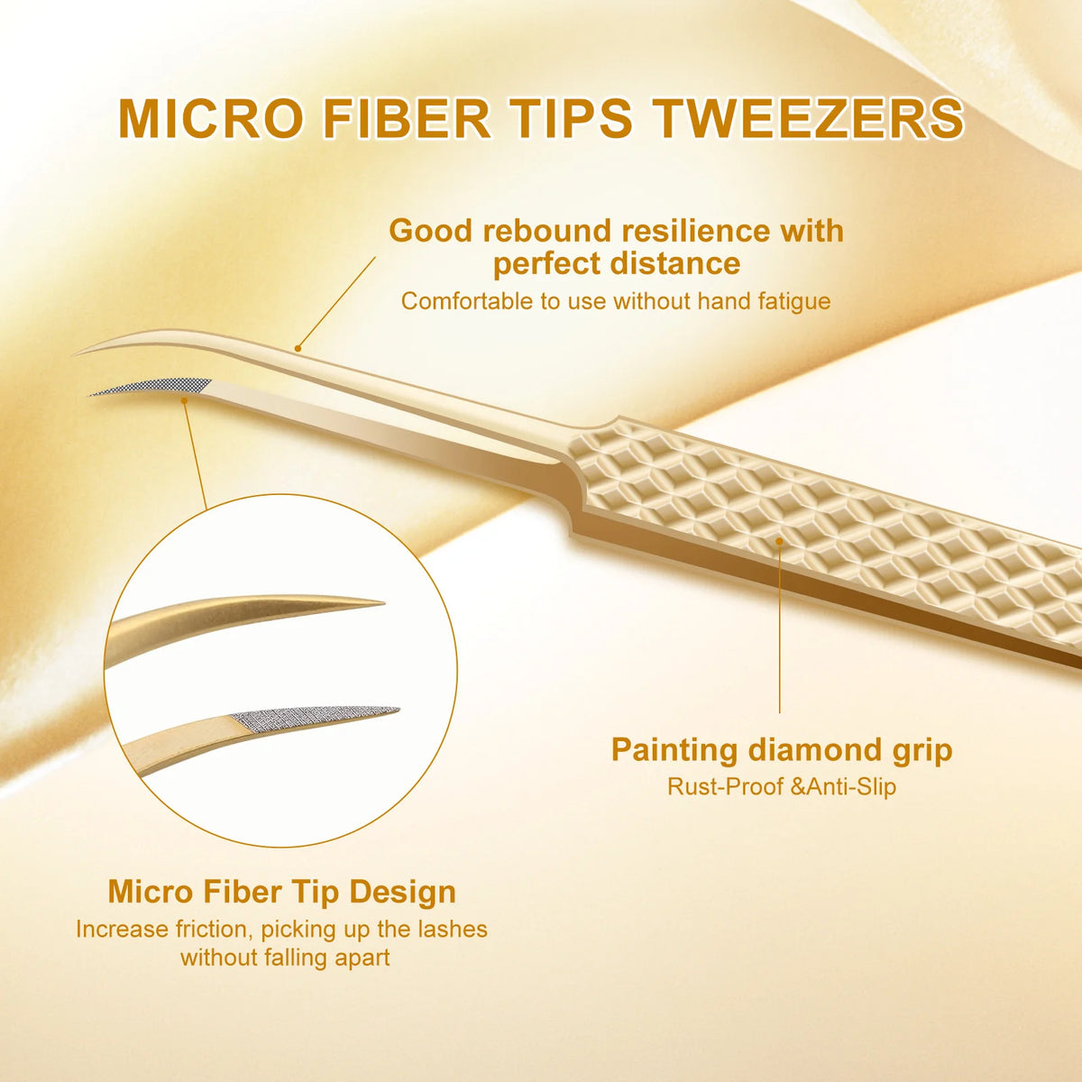 NAGARAKU Precision Fiber Tip Tweezer for Eyelash Extensions Professional Eyelash Tweezers Antistatic Straight Vue