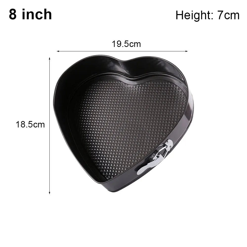7- Heart Shape Springform Cake Pan Carbon Steel Non-stick Leakproof Vue 8 inch
