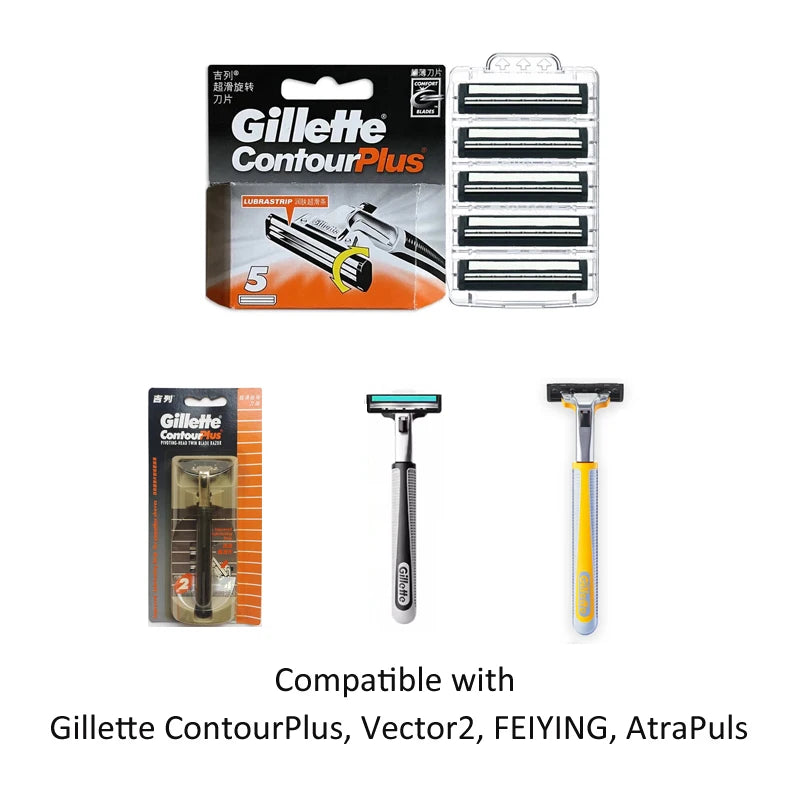 Gillette ContourPlus/Vector Razor Heads Piovting Head 2 Layers Blades with Lubricating Strip For ContourPlus Vector 2 FEIYING Vue