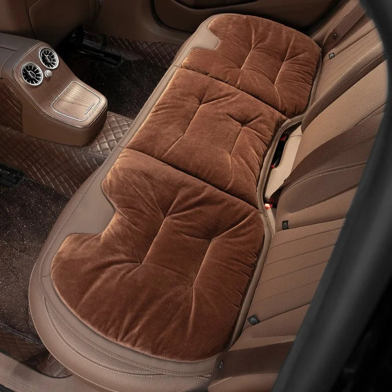 Flannel Car Seat Cushion For Mercedes Benz AMG A B C E Class C200L W212 W213 Winter Warm Anti Slip Rear Seat Soft Pad Auto Parts Vue 1PC Coffee H Ben