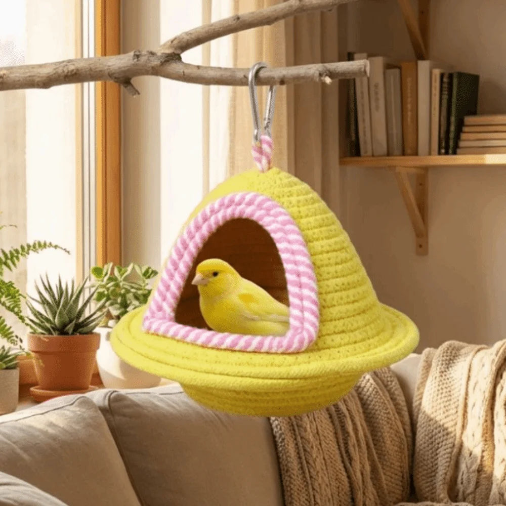Warm Sleep Bird Cage Nest Handmade Weave Windproof Bird Hanging Bed Thickened Bite Resistant Pet Habitat Pet Parrot Vue
