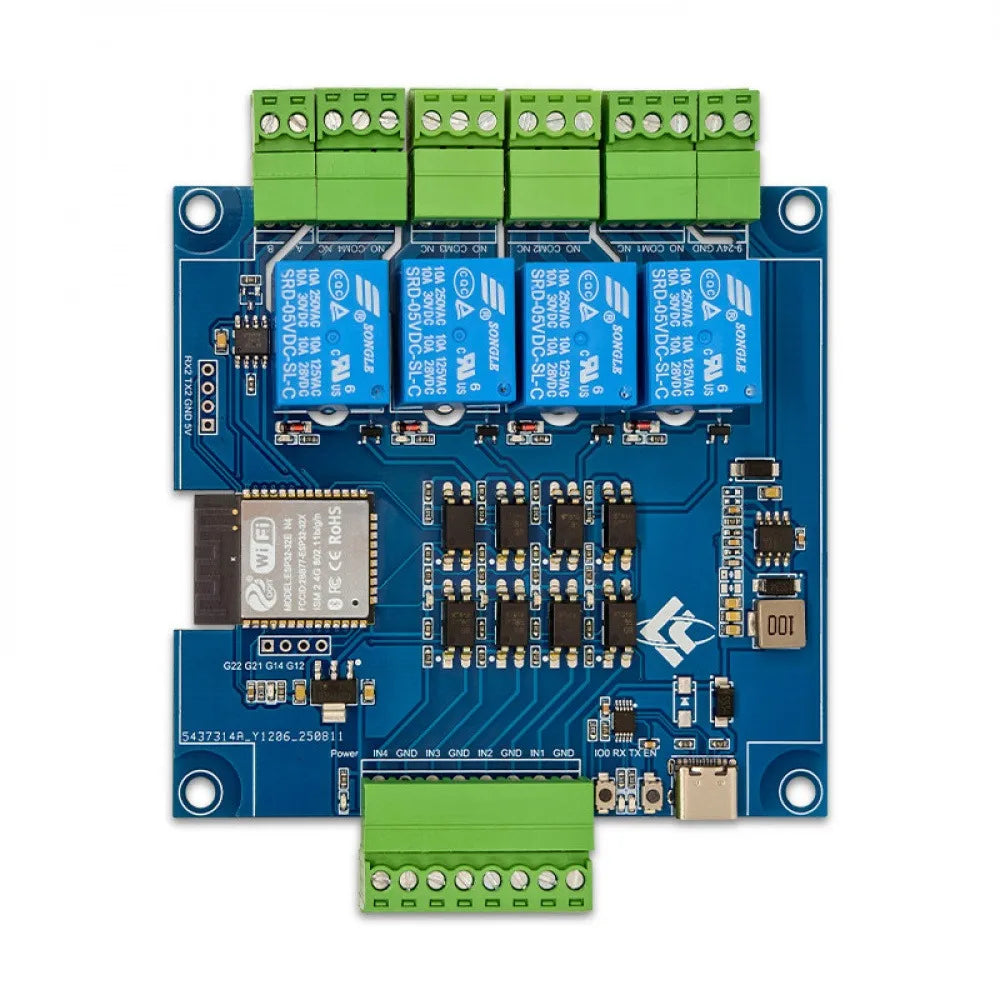 DC9-24V ESP32 Modbus RTU Four Channel Relay Module RS485 Development Board MODBUS Protocol Optocoupler Isolation Relay Board Vue