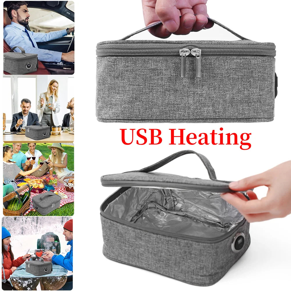 USB Rechargeable Food Heater Warmer Portable Electric Lunch Bag Insulated Lunch Bag Reusable for Youth Kid Boys Girls Teen Adult Vue