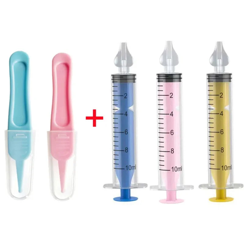 vvocci Nasal Professional Baby Aspirator with Nose Cleaning Tweezers Set Syringe Nasal with Tweezers for Newborn Infants Kids Vue B392 5PC Set E