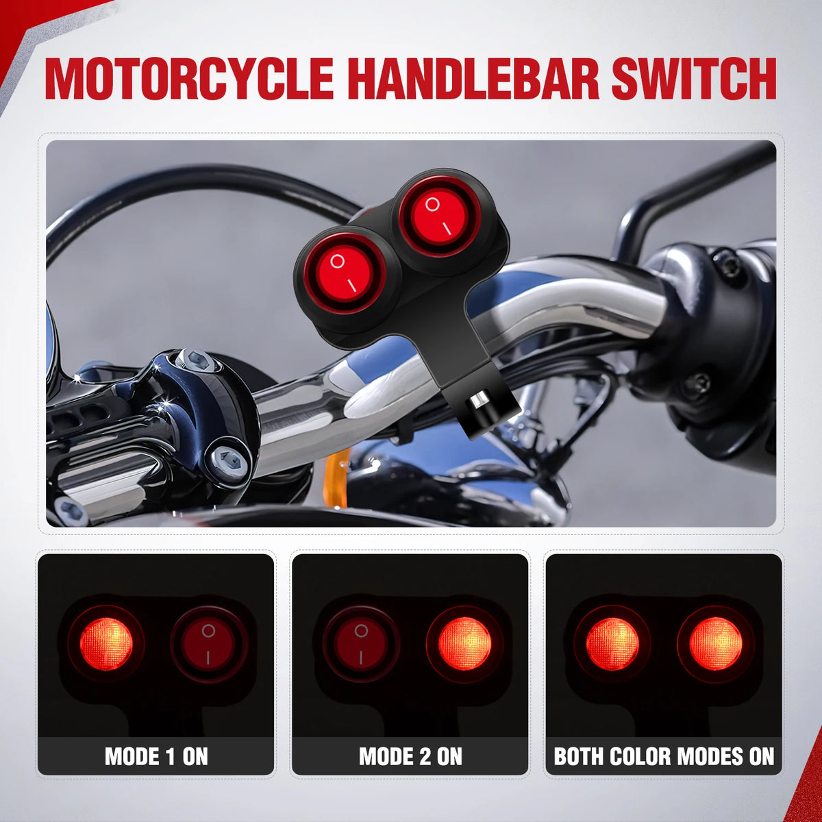 Nilight Motorcycle Handlebar Switch Plug and Play 12V ATV Light Switches Dual Push Button Waterproof ON Off for UTV Driving Lights Fits 22mm Handlebars Vue