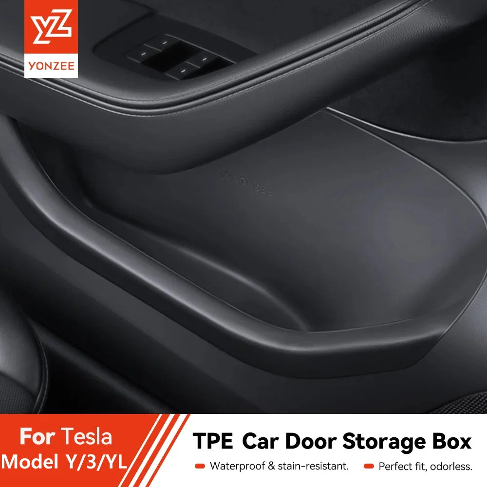 YZ For Tesla Model Y Juniper Model 3 Highland Door Side Storage Box Full-Cover Front and Rear Interior Storage Box Accessories Vue
