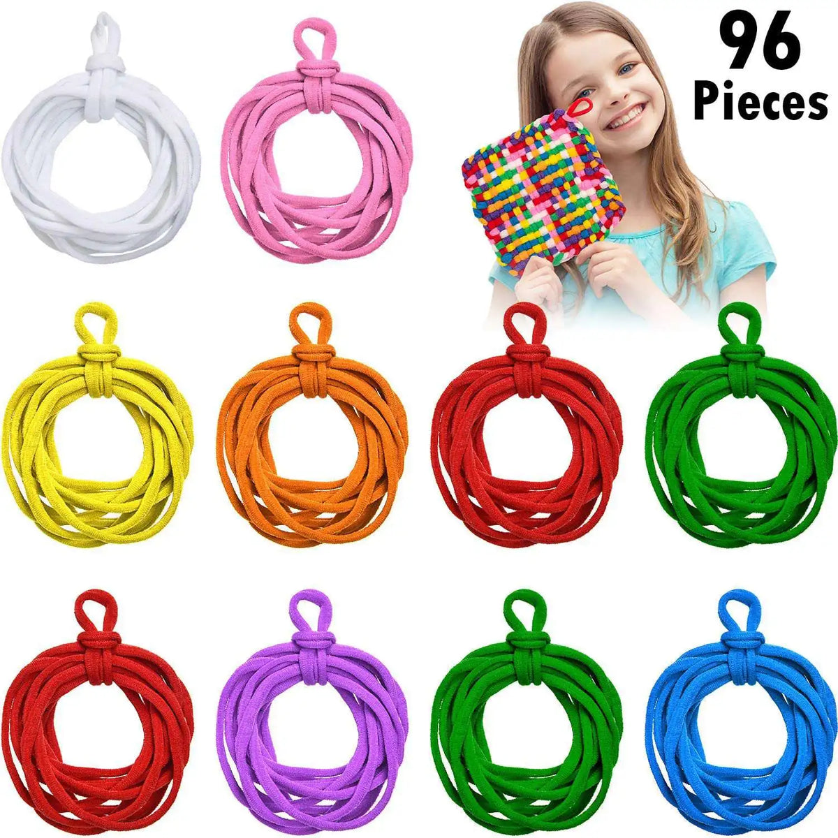 ABKW-192 Pieces Loom Potholder Loops Weaving Loom Loops Weaving Craft Loops With Multiple Colors For DIY Crafts Supplies Vue colorful