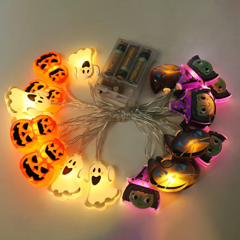 2025 Halloween Spider Led String Lights Pumpkin Skeleton Ornaments Decoration Lights Battery USB Powered Indoor Lights 1006 Vue 4 styles 6m 40leds USB