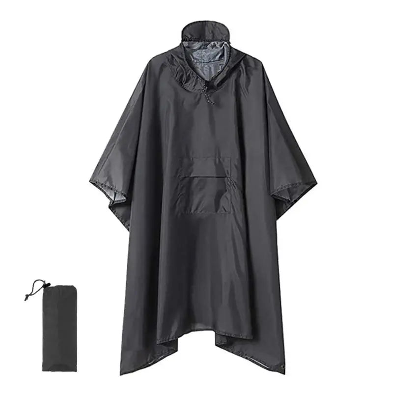 ABKW-Outdoor Raincoat Hooded Sleeve Waterproof Rain Poncho Motorcycle Rain Cover Camping Hiking Travel Rainwear Tent Gray Vue
