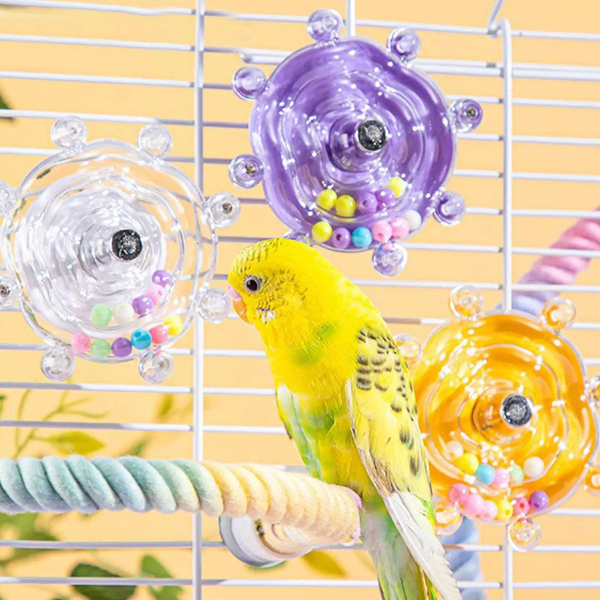 Parakeet Cockatiel Bird Toy Rotating Wheel Interactive Fun Inside Cage for Conure Canary Lovebird Macaw Enrichment Vue