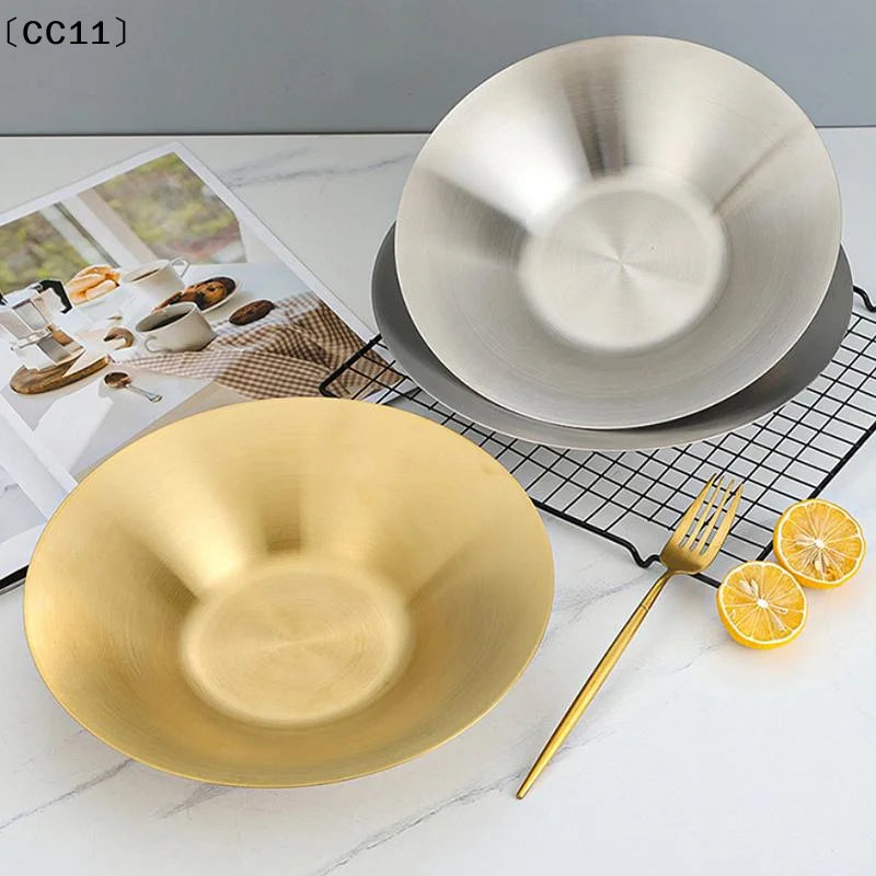 304 Stainless Steel Round Pasta Fruit Salad Serving Bowl Modern