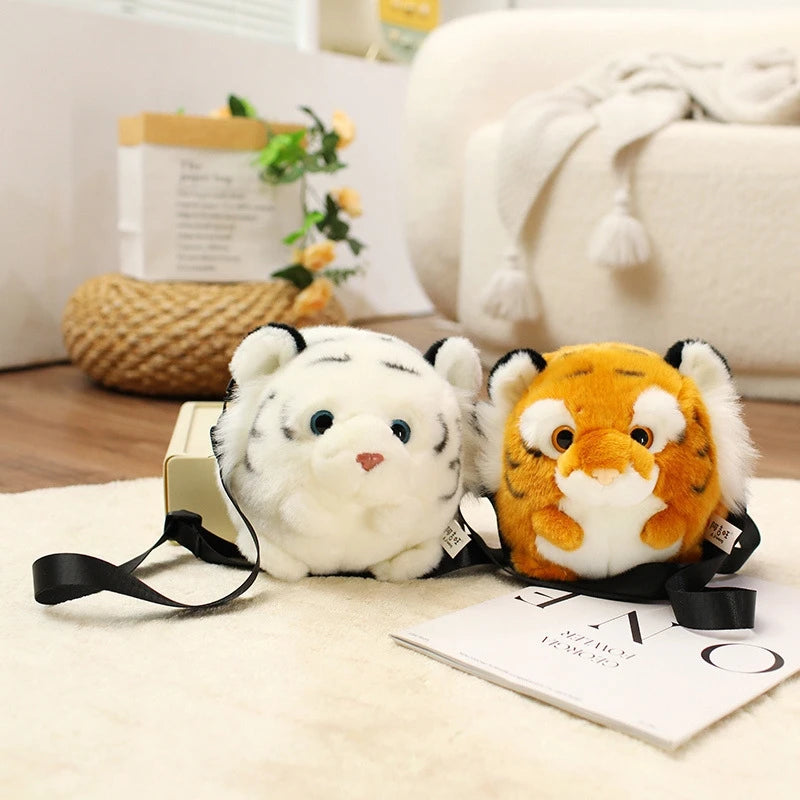 Plush Tiger Head Crossbody Phone Bag Cute Coin Purse Soft Shoulder Pouch Kids And Teens Cozy Daily Gift For Birthday Christmas Vue