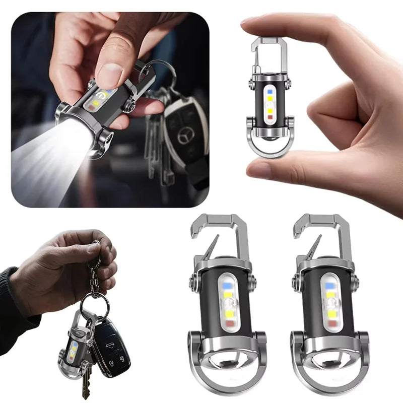 1-10PCS Rechargeable Mini Keychain Light Carabiner Small Pocket Flashlight for Outdoor Hiking Emergency Key Ring Vue