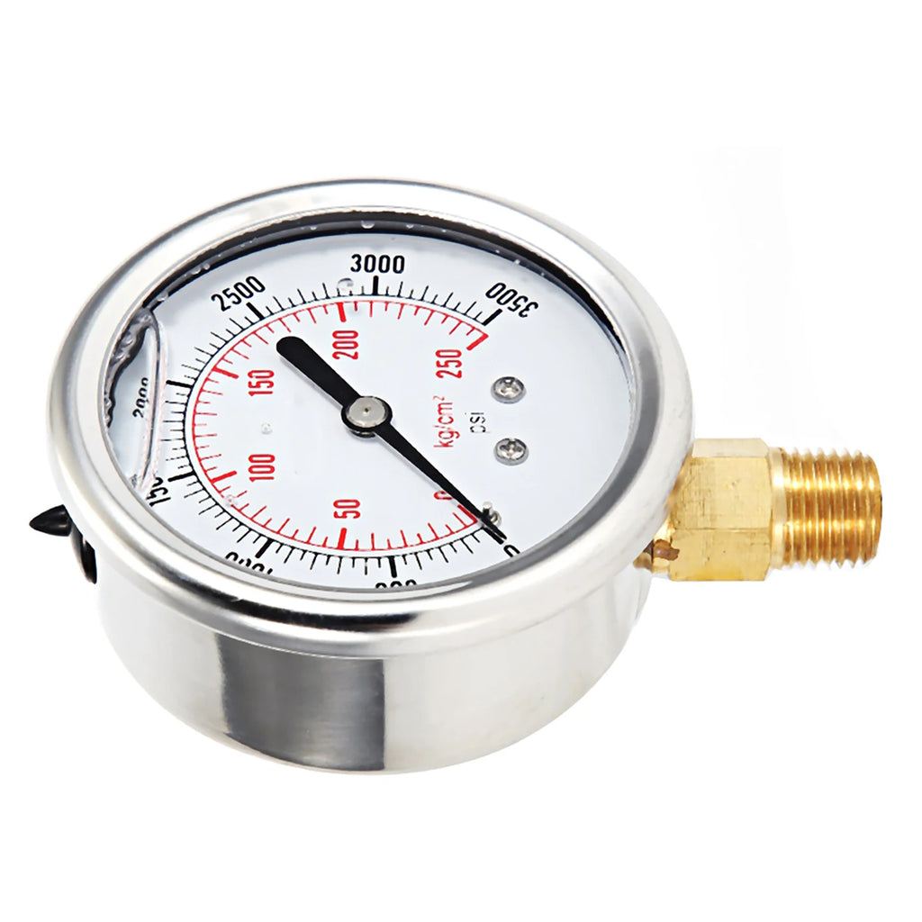 Fuel Pressure Gauge Fuel Pressure Liquid Filled Gauge Stainless Steel Hydraulic Liquid Filled Fuel Pressure Gauge 0-3500 PSI Vue