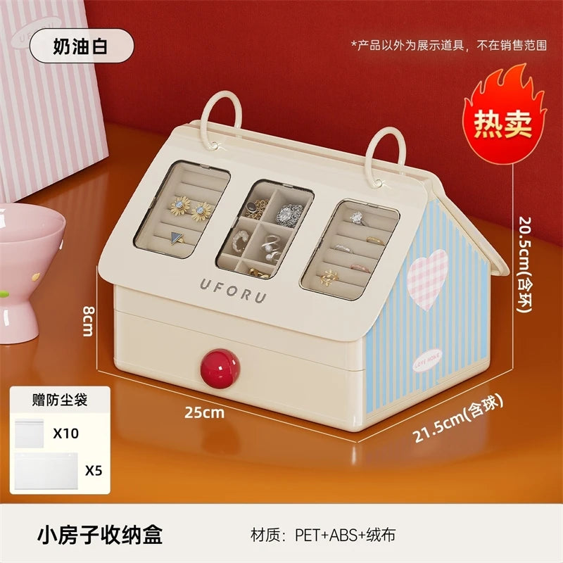 Luxury Jewelry Box Elegant Desktop Drawer Organizer With Divided Trays For Earrings Rings Chains Vanity Table Gift For Women Vue