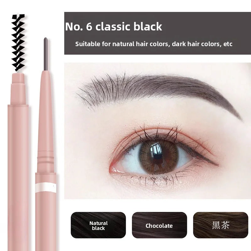 1pc 1.5mm Ultra Fine Double-Ended Eyebrow Pencil Waterproof Sweat-proof Long Lasting Professional Eye Makeup For Women Vue X6