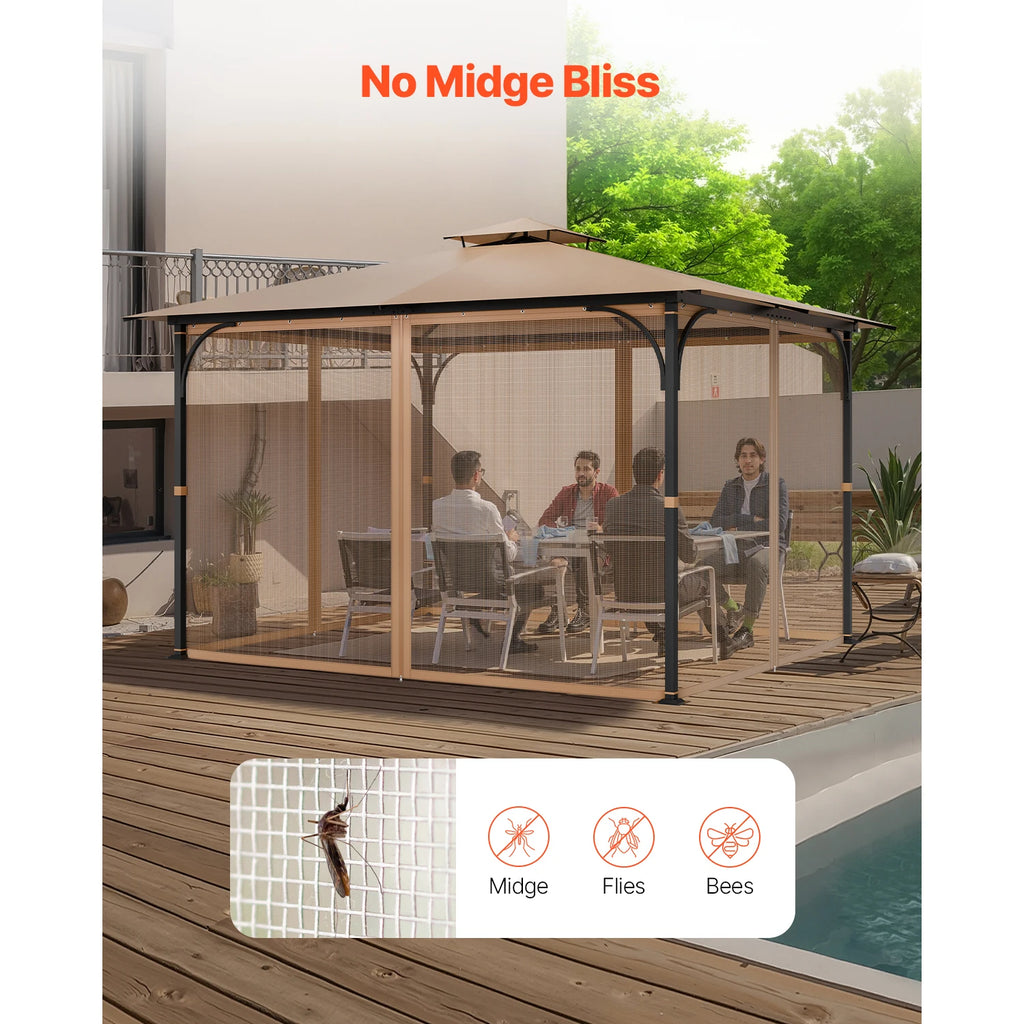 10x12x7 FT Gazebo Replacement Netting – 4-Panel Mesh Screen Gazebo Replacement Netting Vue