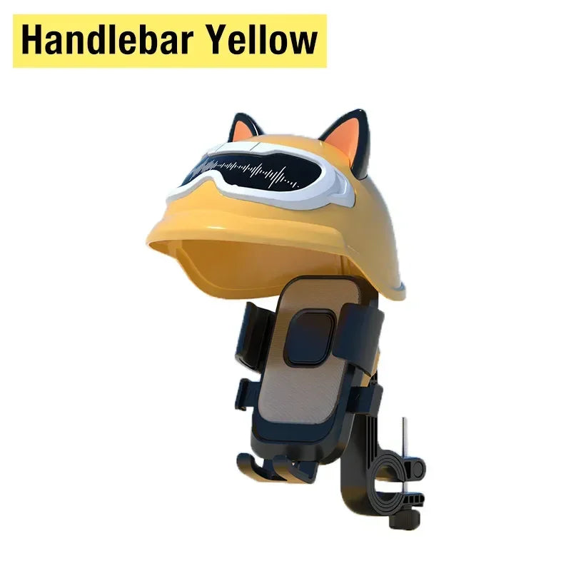 New Phone Stand Bicycle Motorcycle Phone Holder 360°Rotation Navigation Stand Sunscreen Rainproof Holders Vue Handlebar Yellow