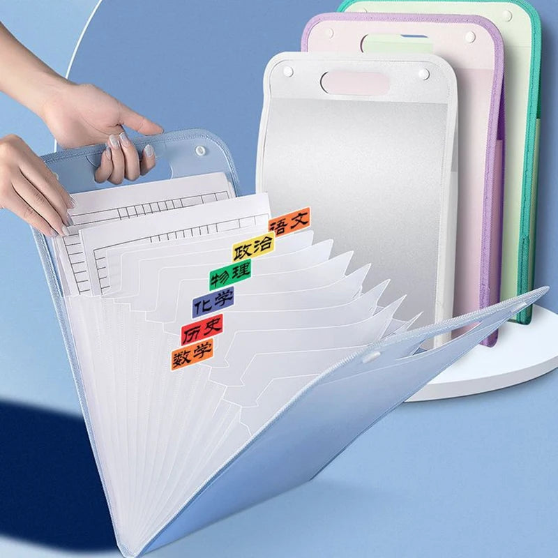 Portable 13 Pocket Folder A4 Letter Size Macaroon Folding File Organizer For Classroom Office And Home Storage Stationery Vue