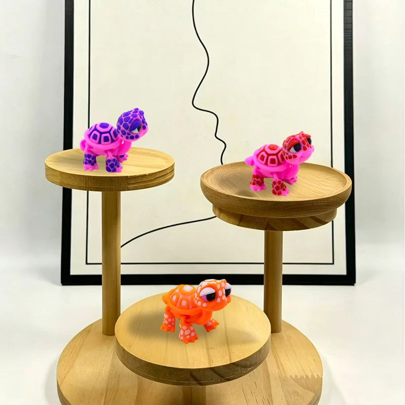 Plastic 3D Printed Turtle Animal Model Cartoon Style Exquisite Home Ornament for Children Educational Display Vue
