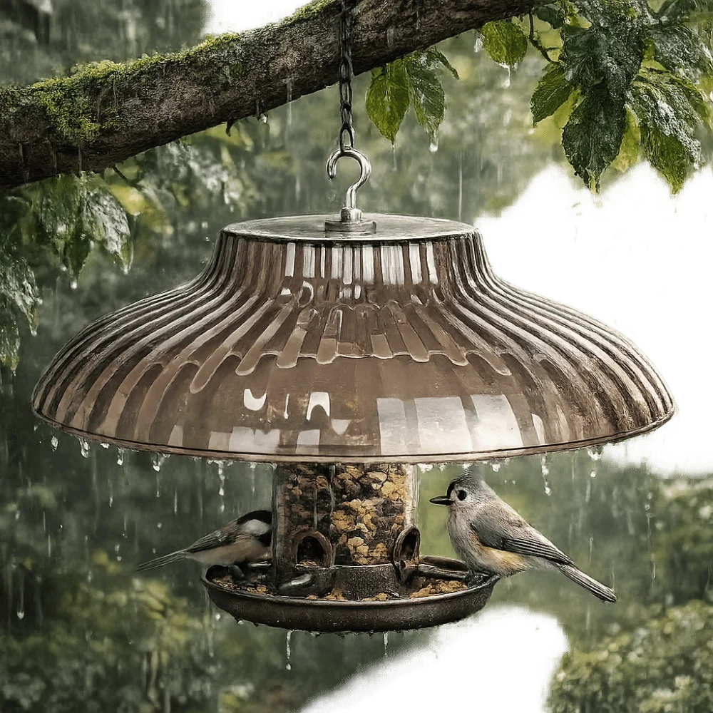 Moisture-proof Bird Feeder Protective Protector Waterproof Hanging Bird Feeding Shelter with Hook Plastic Vue