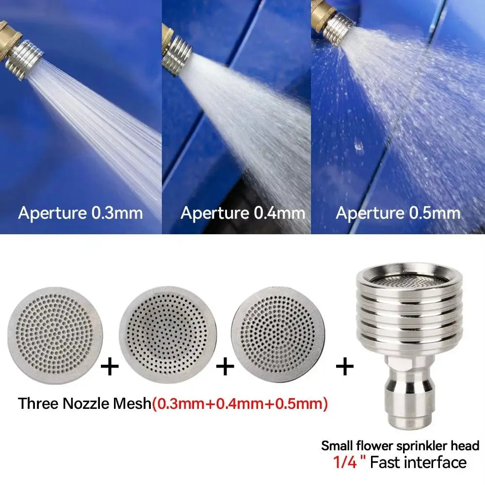Stainless Steel Water nozzle Quick Plug 1/4 Quick Connect Shower Head Metal Small Flower Washing Nozzle Car Cleaning Vue