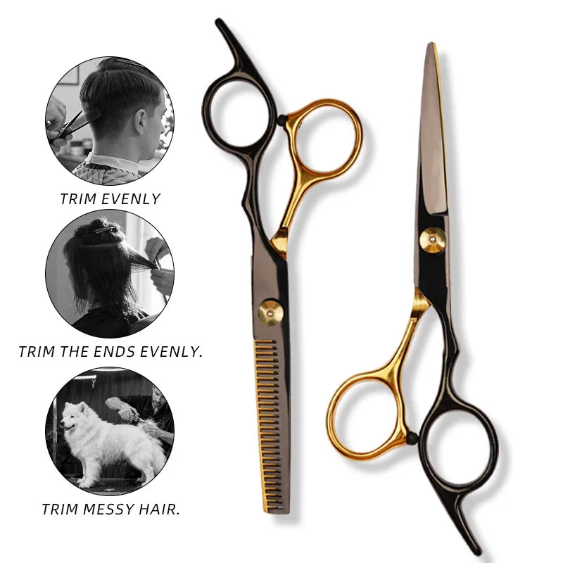 Hairdressing Scissors Stainless Hair Scissors Salon Cutting Scissors Barber Shop Thinning Shears Comb Razor Vue