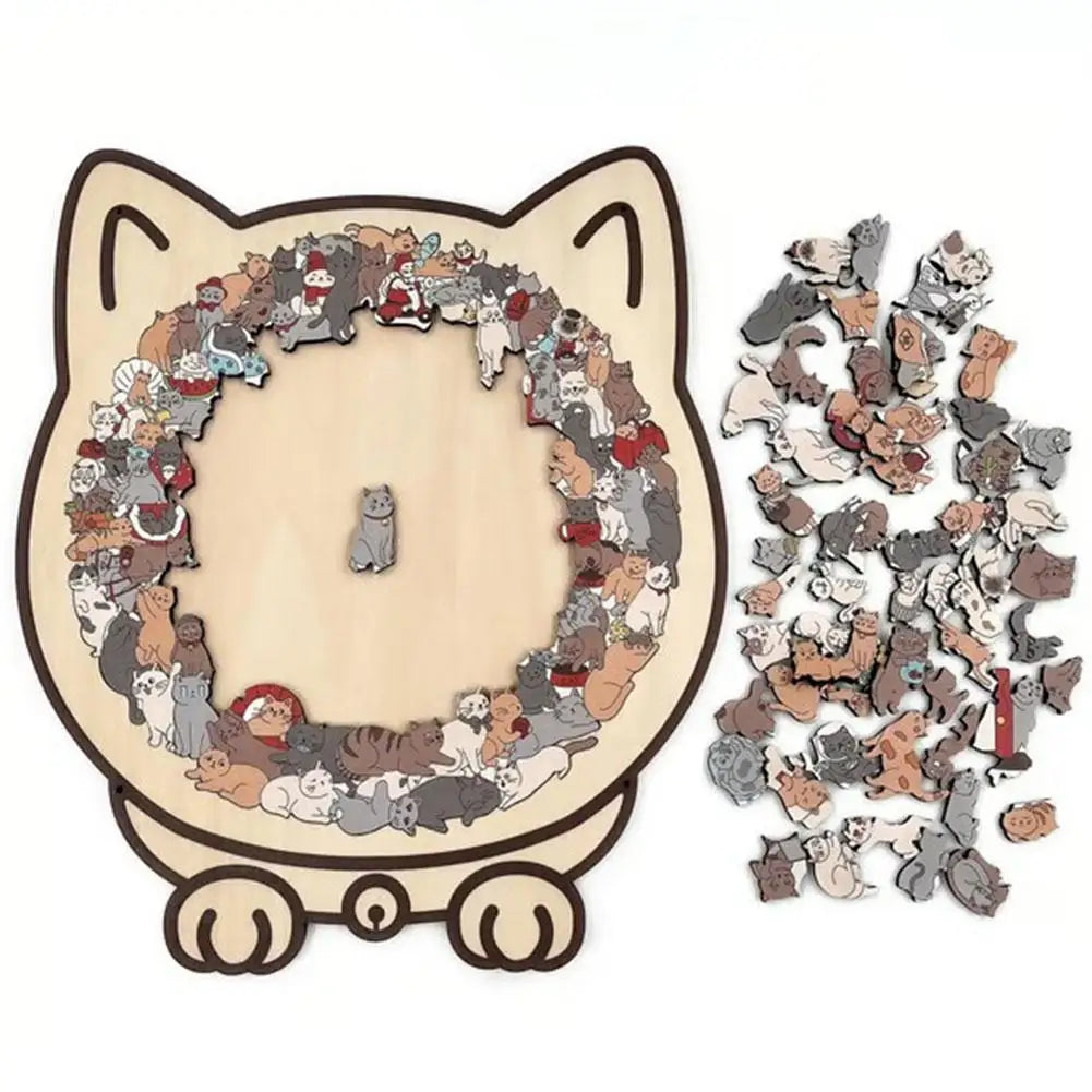 75 Piece Cat Shaped Wooden Puzzle DIY Animal Shape Wood Puzzle For Cats Lovers Home Decor Toys Vue