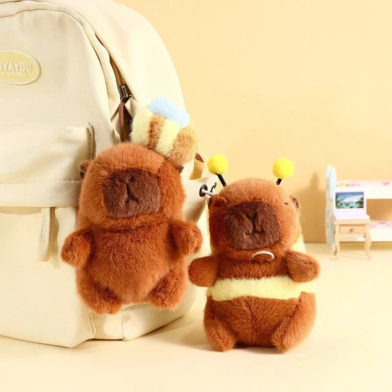 1-20PCS Cute Plush Bee Wings Vibrating Keychain Capybara Fun Quirky Toys Plush Bee Doll Bag Charm Plush Charm Children's Gift Vue