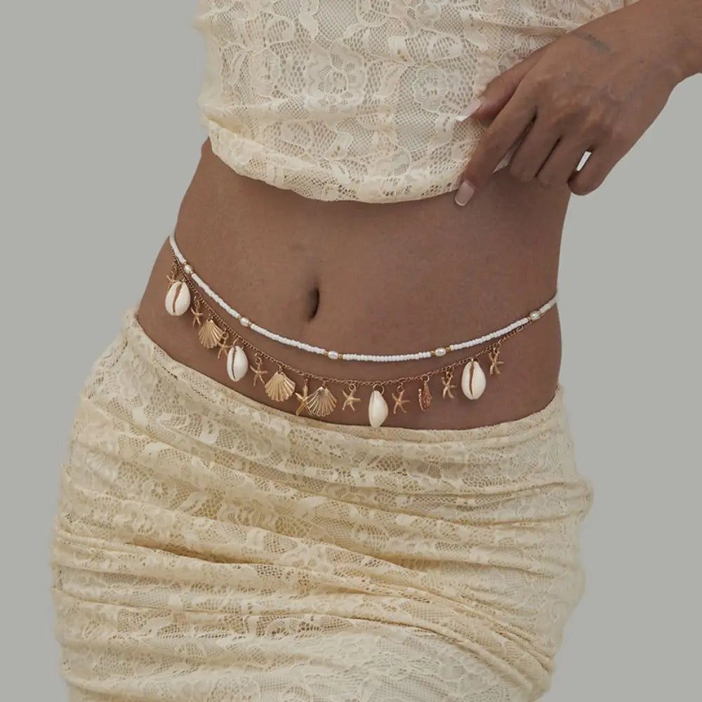 Bohemia Starfish Waistband Ocean Belly Chain Beach Shell Waist Vue