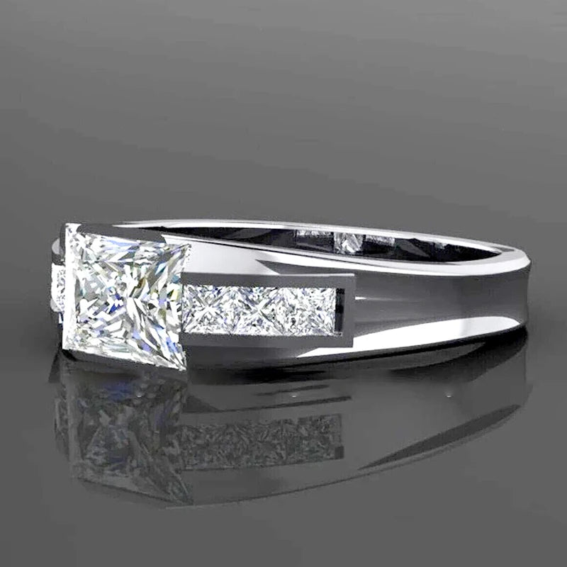 Huitan Cubic Zirconia Women's Wedding Ring | Silver Tone Fashion Ring Vue