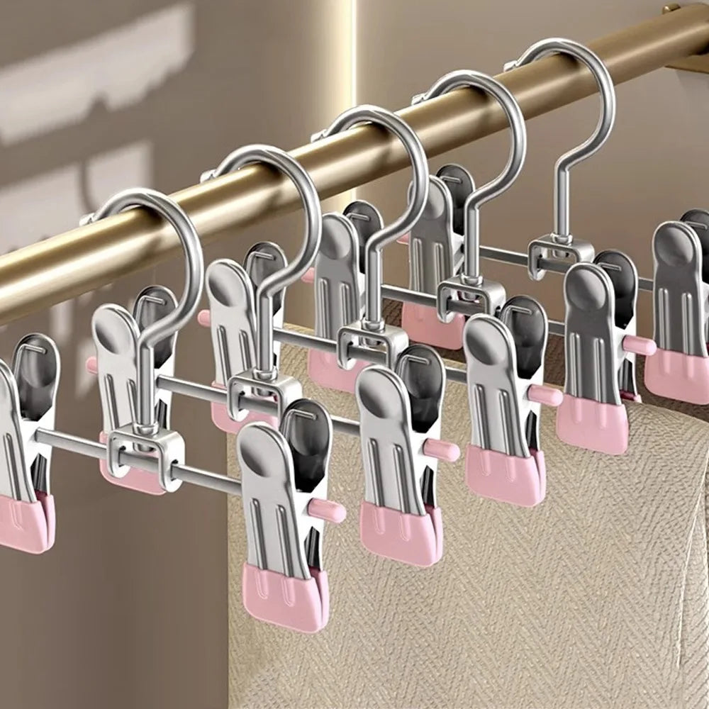 30pcs 360° Rotatable Clothes Drying Hanger Windproof Non-Slip Clothes Clips Double Clip Multi-Function Clothespins Vue Pink