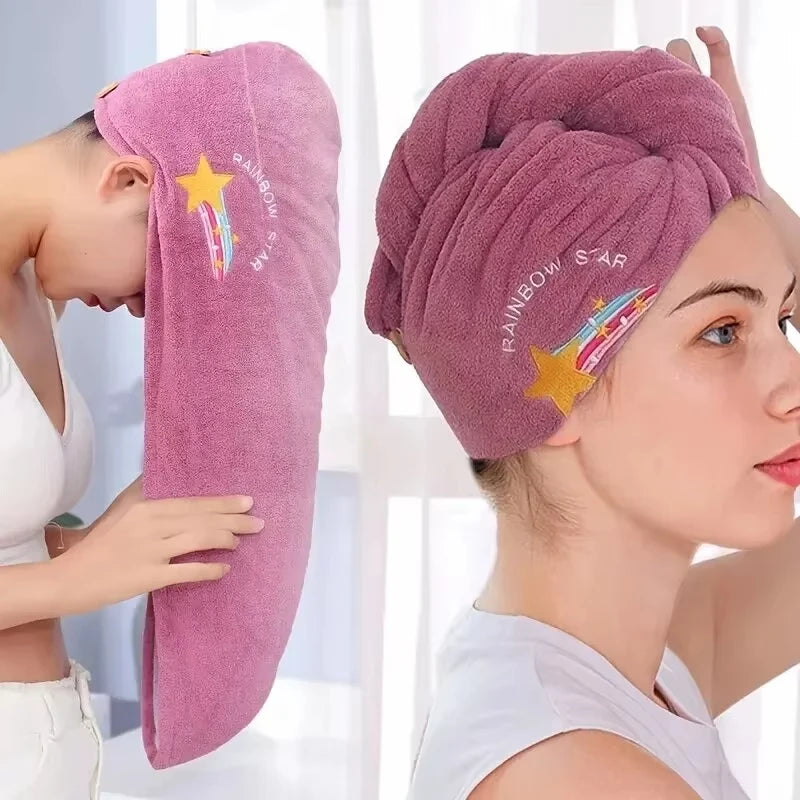 1pc Quickly Dry Hair Hat Super Absorbent Soft Bathroom Women Head Towels Girls Cute Hair Towel Hair Dry Wrap Bonnets Vue