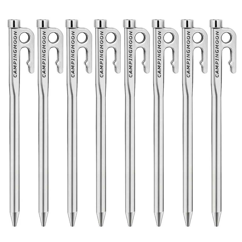 Tent Stakes Heavy Duty Steel Tent Stakes Pegs with Hook and Hole Design for Outdoor Backpacking Camping Tent Canopy Vue
