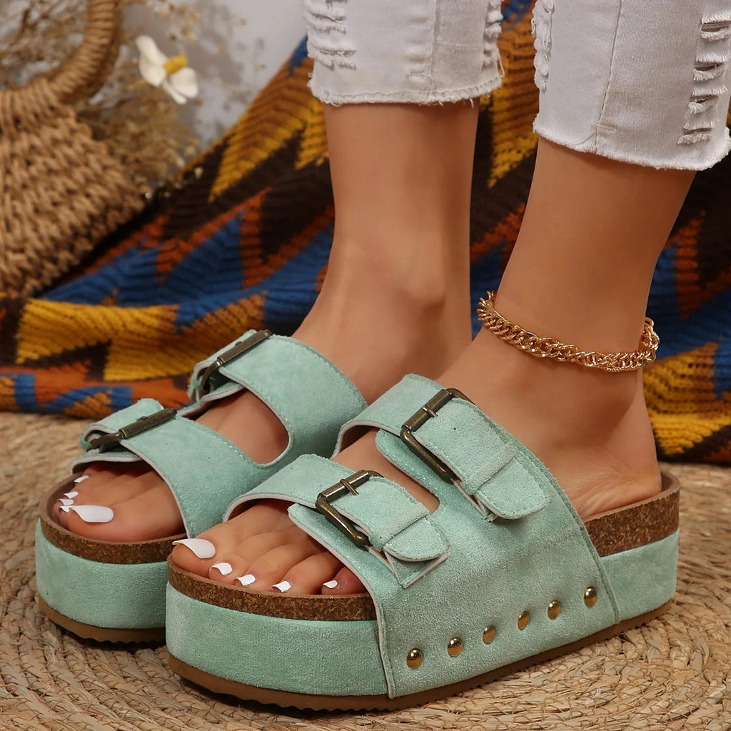 Women's Thick Sole Platform Sandals – Metal Buckle Strap Platform Sandals Vue
