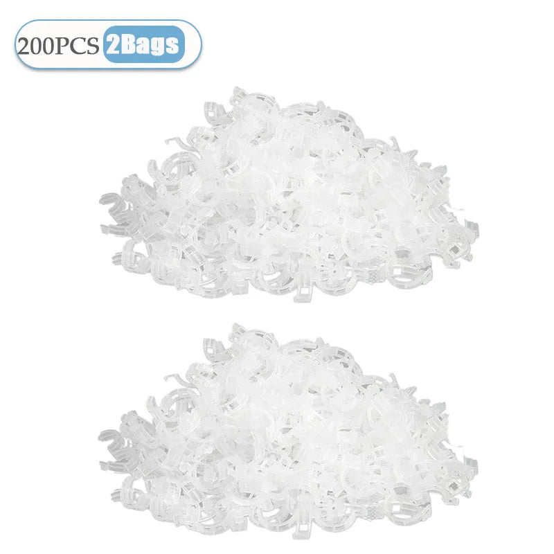 100-800PCS Plastic Plant Clips Support Connects Reusable Protection Grafting Fixing Tool Gardening Supplies for Vegetable Tomato Vue White-2Bags-200PCS