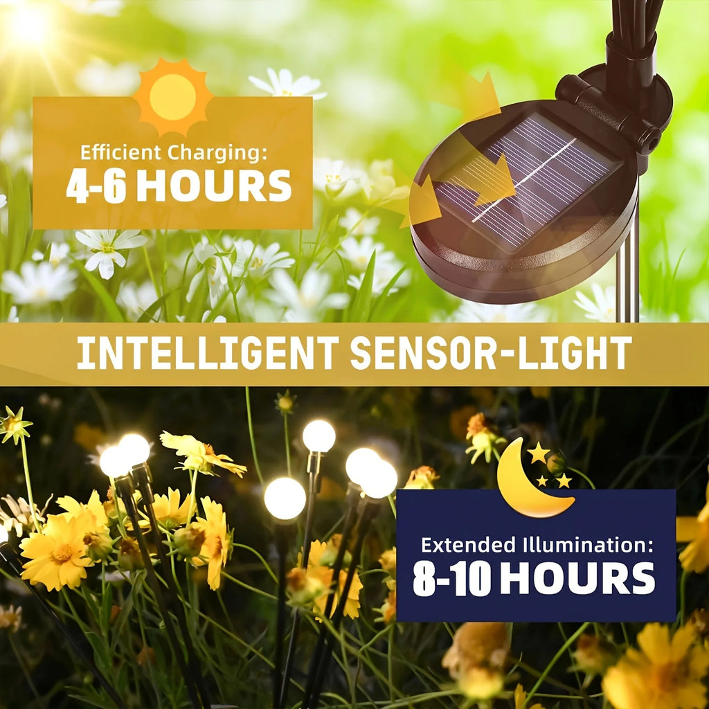 Natural Fluttering Firefly Solar Garden Decor Lights, Bendable Multi-Angle Glow Ball Stake Lamps, Outdoor Landscape Lighting Vue