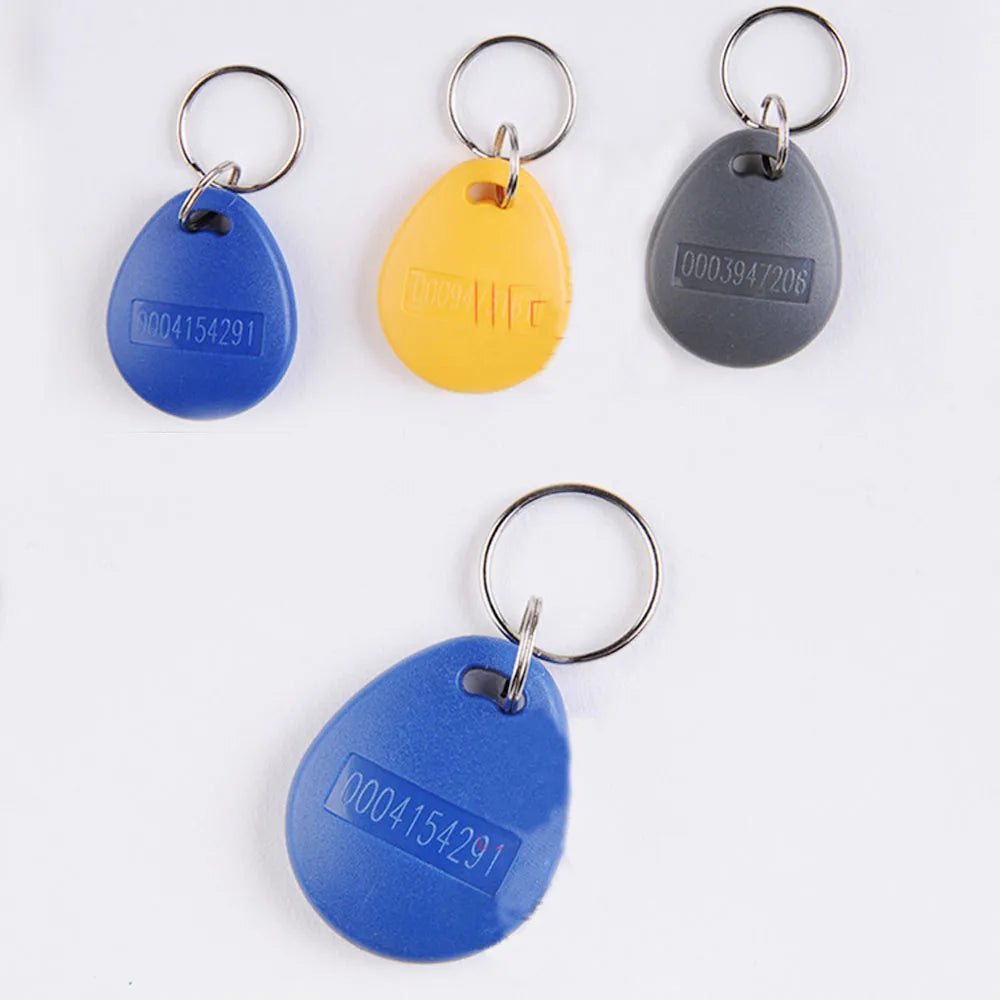 100Pcs colors RFID ID 125KHz EM4100 TK4100 Waterproof EM Key Ring Tag Keychain Unrepeatable Read-Only Keyfobs Card Fast Shipping Vue
