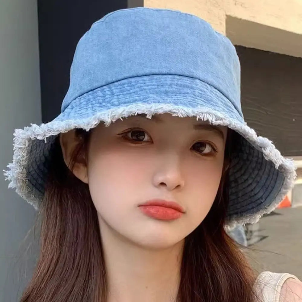 Fashion Denim Summer Sun Hat Foldable Anti-UV Reversible Fisherman