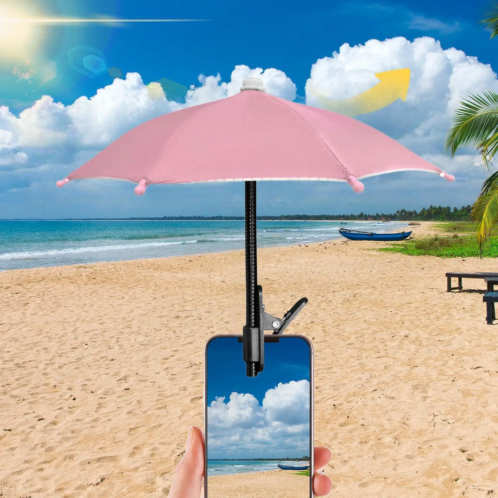 Umbrella for Phone Adjustable Anti-Glare Sun Visor with Clip Telephone Umbrella for Beach Pool Travel Vacation Video Watching Vue