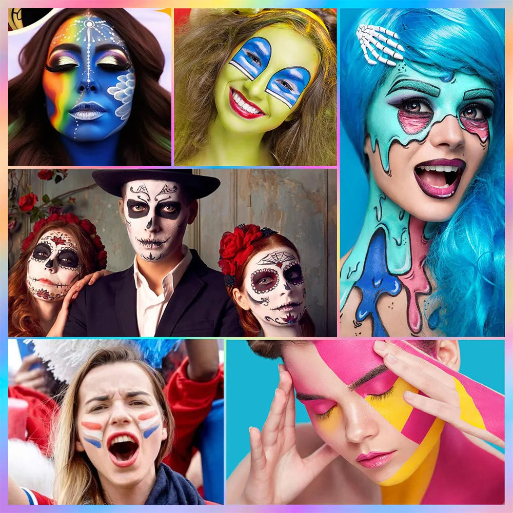 22 Color Face Body Painting Kit for Kids Adults Face Paint Makeup Palette Halloween Carnival Artist Cosplay Art Party Vue