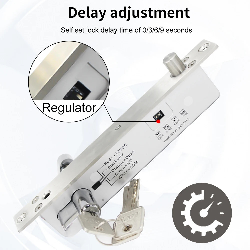 Electric Magnetic Bolt Lock Electronic Door Lock Electromagnetic Mortise Lock with Key Cylinder Time Delay NO Type Fail Secure Vue