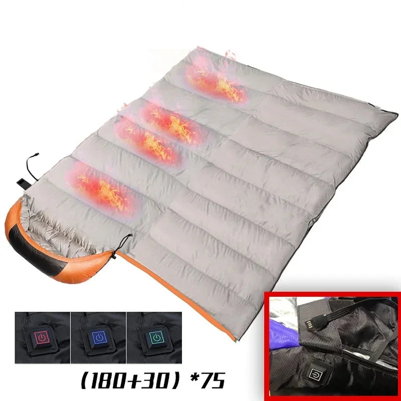 Electric Heated Sleeping Bag – 3-Level Warmth, Waterproof Electric Sleeping Bag Vue Orange
