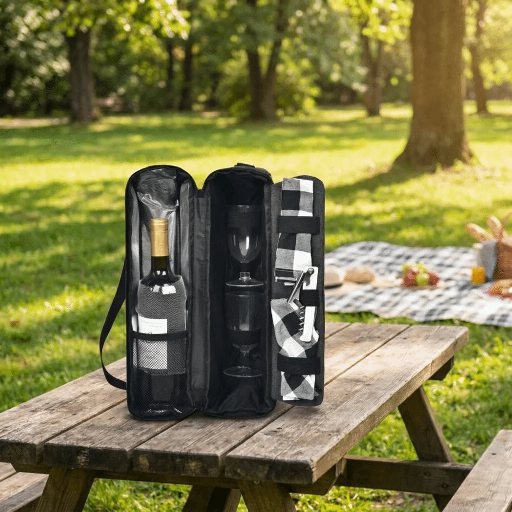 Portable Large Capacity Wine Cooler Bag Protective with Handle Wine Bottle Carrier Holds 2 Bottles Liquor Bottle Carrier Picnic Vue