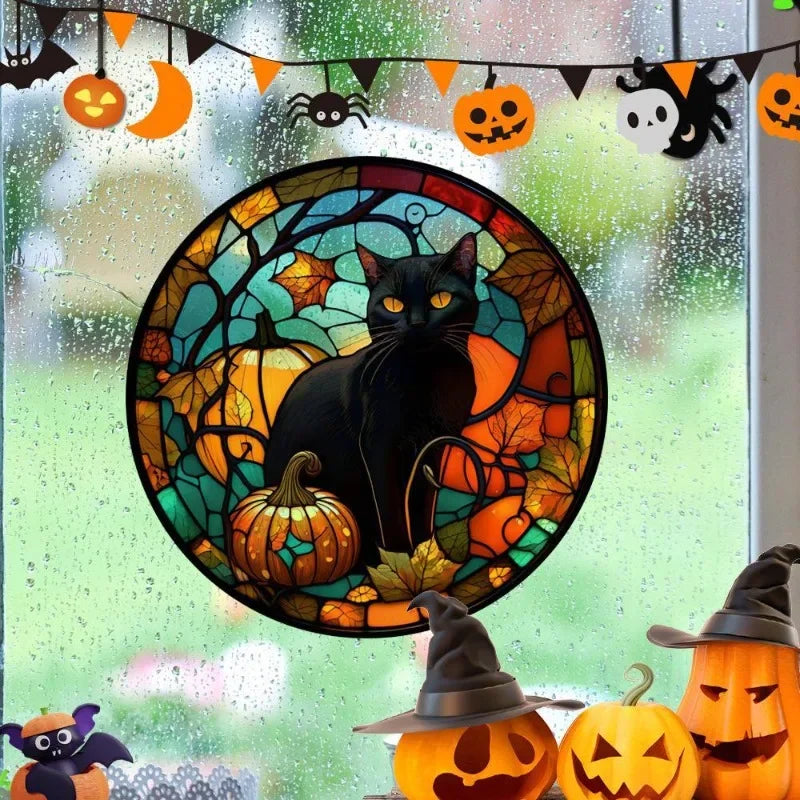 1-10PCS Halloween Static Window Cling Adhesive Free Removable Pumpkin Ghost Decal for Party Home Glass Decor Spooky Vue