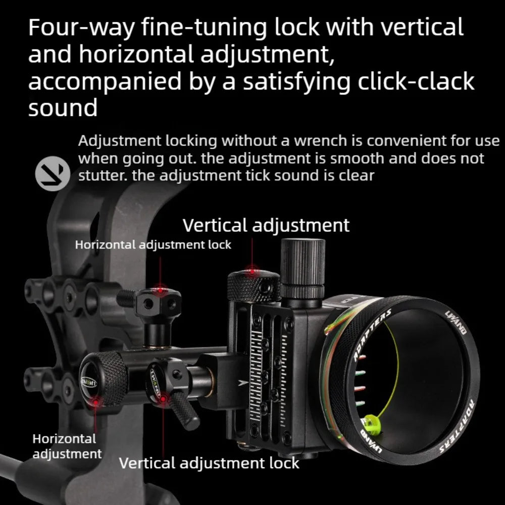 Bow and Arrow Accessories Metal Five-pin Sight with Adapter Can Be Installed Double Mirror 5 Pin Bow Sight High Precision Set Vue