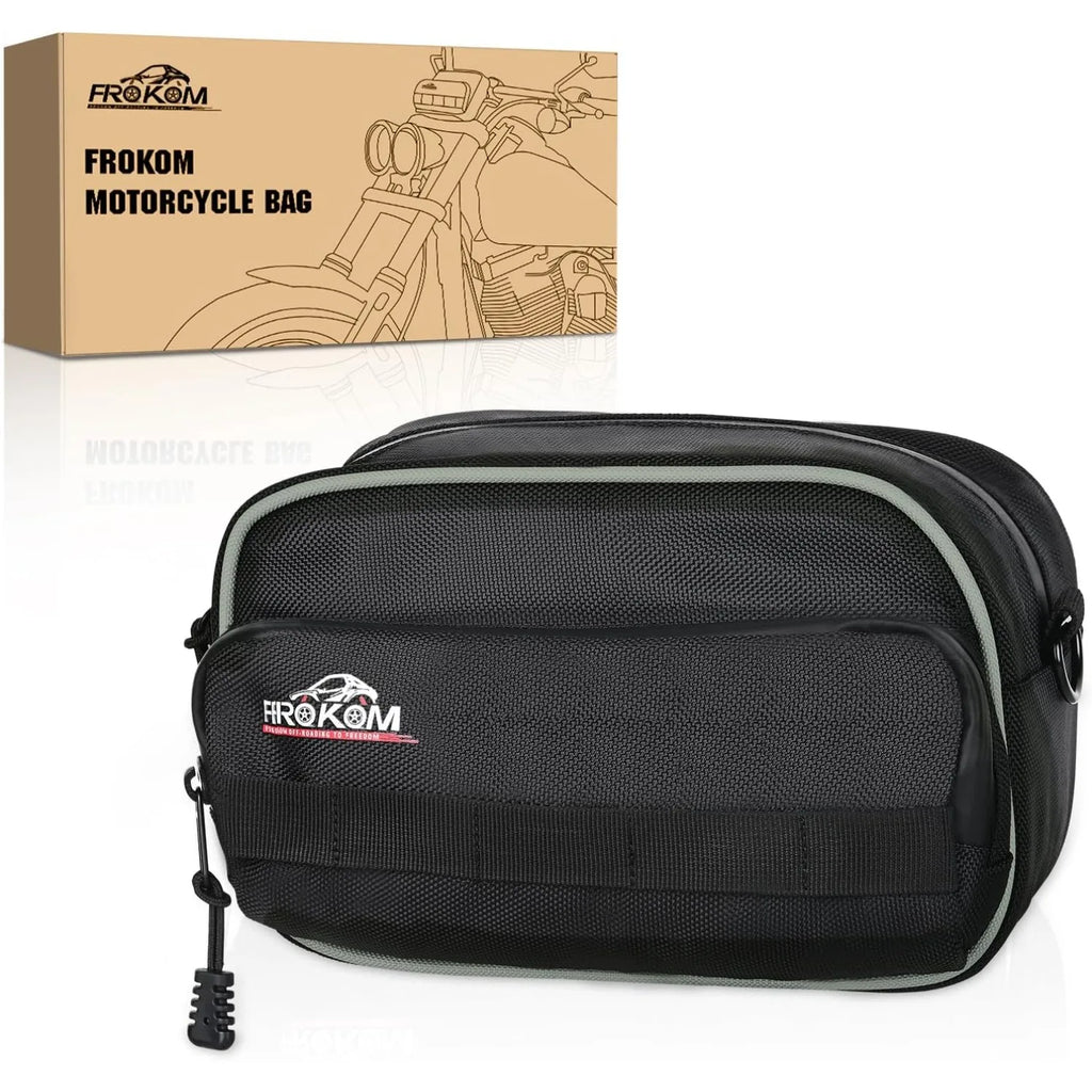 Nilight Motorcycle Handlebar Bag, Universal Front Fork Tool Bag, Waterproof PU Leather Sissy Bar Storage Bag for Harley Cruiser Softail Dyna Sportster, Black Vue black United States